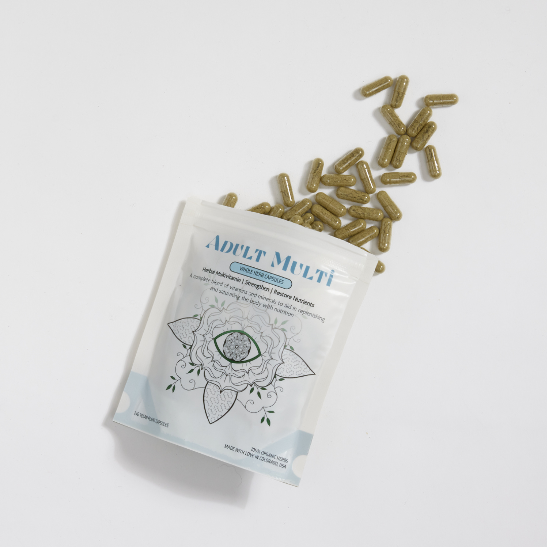 Earth Mother Medicinals Therapeutic Herbal Teas and Therapeutic Herbal Formulas Adult Herbal Multivitamin, Adult Multivitamin, Herbal Multivitamin, Therapeutic Herbal Capsules, Multivitamin capsules, organic herbal formula, organic herbal multivitamin, organic multivitamin, Hayley Porter
