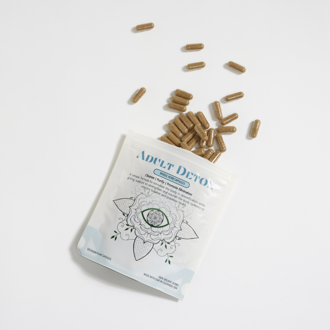 Earth Mother Medicinals Herbal Detox Therapeutic Herbal Teas and Therapeutic Herbal Formulas Adult Detox, Detox Capsules, 1 Month Detox, 1 Month Cleanse, therapeutic herbal capsules, holistic detoxification protocol