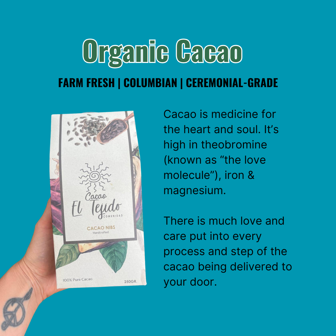 Earth Mother Medicinals Organic Cacao Nibs Ceremonial Grade Colombian Cacao Farm Fresh