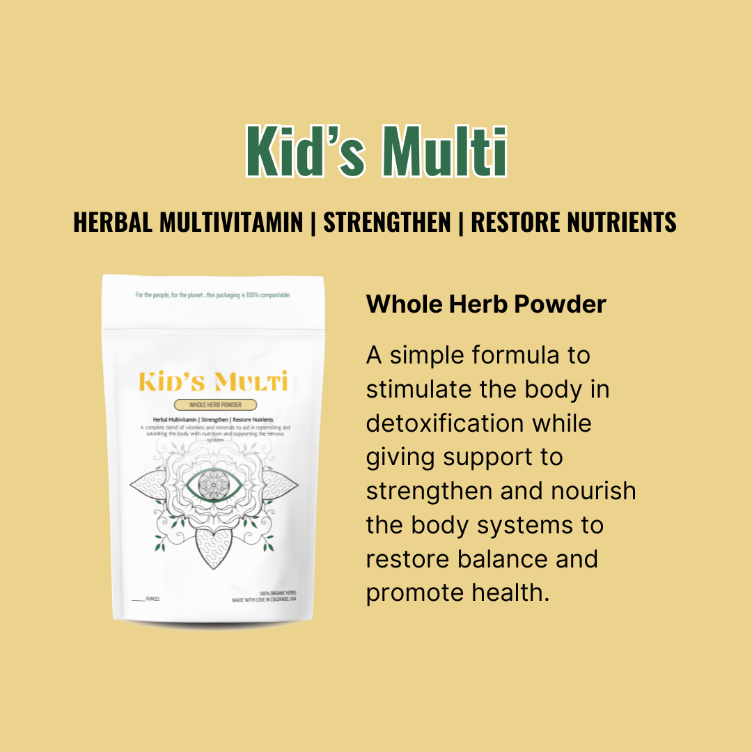 Earth Mother Medicinals Therapeutic Herbal Teas and Therapeutic Herbal Formulas, Kid's Multivitamin, Kid's safe herbs, Kid's herbal multivitamin