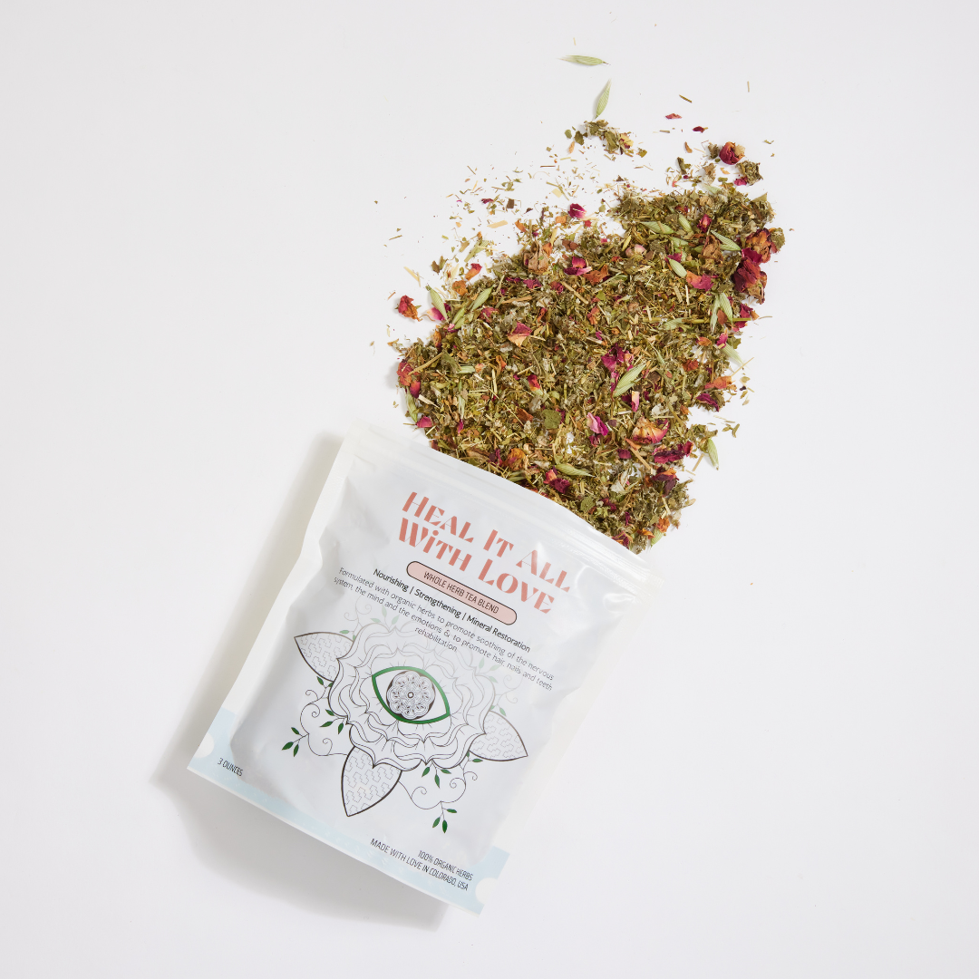 Earth Mother Medicinals Therapeutic Herbal Teas and Therapeutic Herbal Formulas, Organic Herbal Tea, Heal It All With Love Tea, Loose Leaf Tea Blend, Nervous System Support, Mineral Restoration