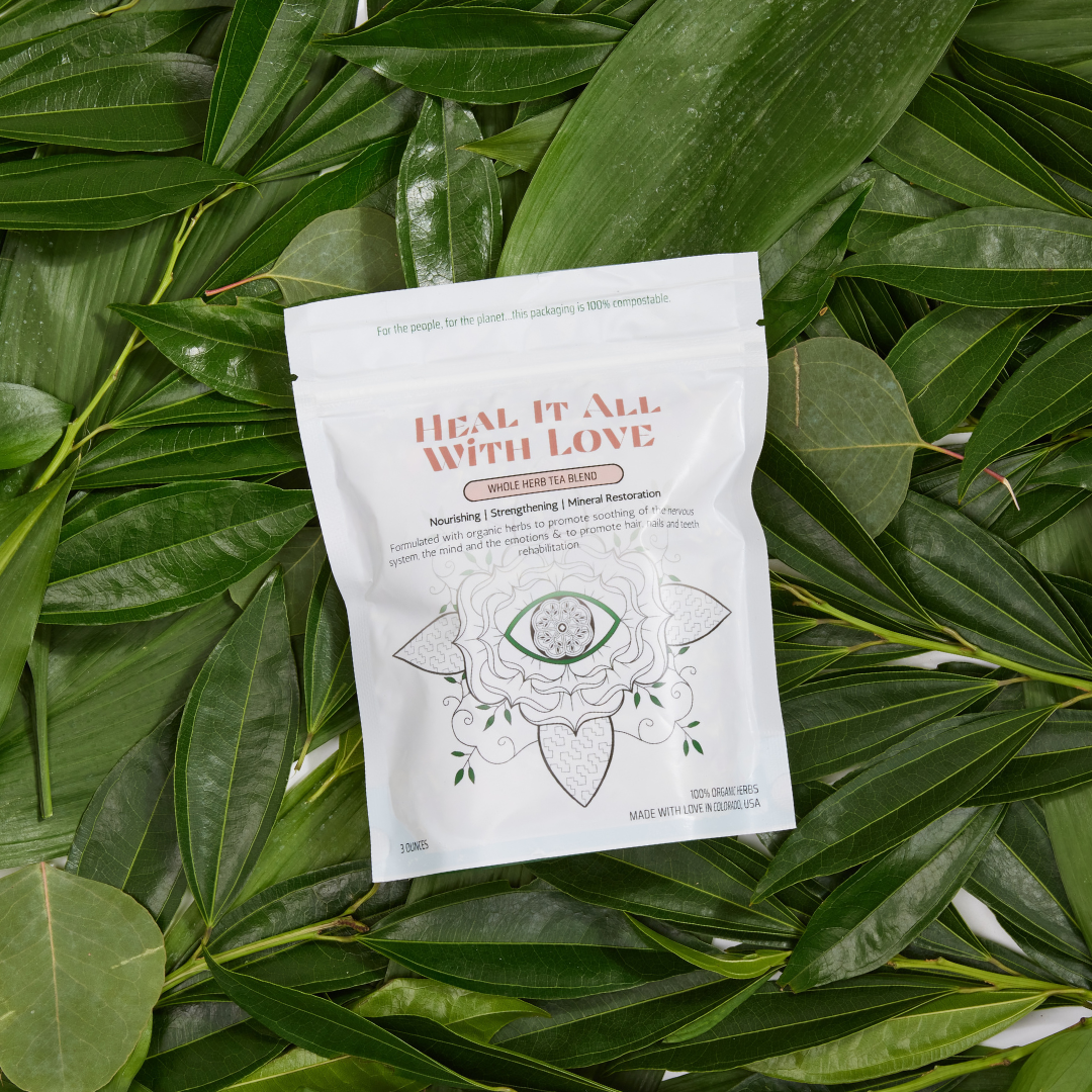 Earth Mother Medicinals Therapeutic Herbal Teas and Therapeutic Herbal Formulas, Organic Herbal Tea, Heal It All With Love Tea, Loose Leaf Tea, Medium Size